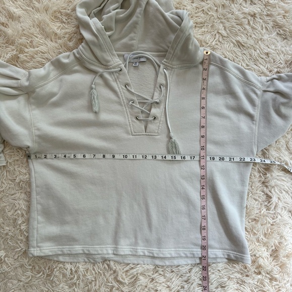 Something Navy Sophia Lace-up Hoodie Beige bell sleeve cotton oversized SZ S - Picture 7 of 9